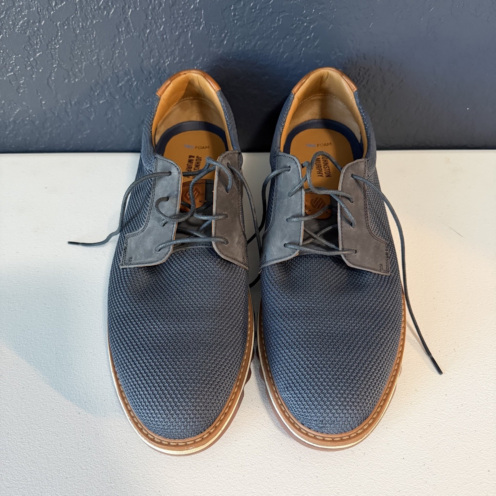 Johnston & Murphy Xc4 Knit Oxford Blue Trufoam Comfort Shoes Men's 12m